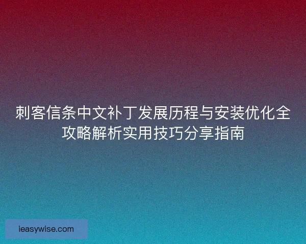 刺客信条中文补丁发展历程与安装优化全攻略解析实用技巧分享指南
