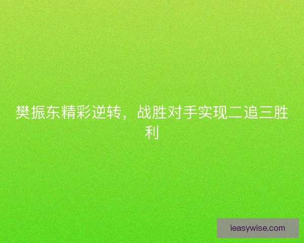 樊振东精彩逆转，战胜对手实现二追三胜利