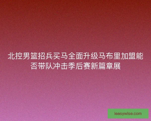北控男篮招兵买马全面升级马布里加盟能否带队冲击季后赛新篇章展
