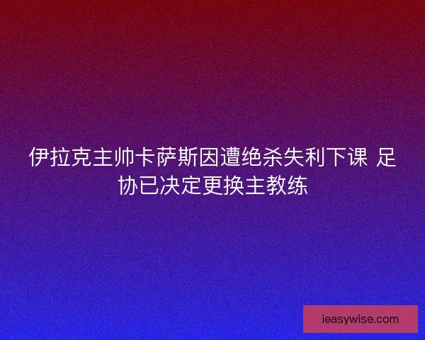 伊拉克主帅卡萨斯因遭绝杀失利下课 足协已决定更换主教练